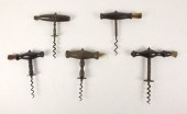 Five corkscrews with turned ha