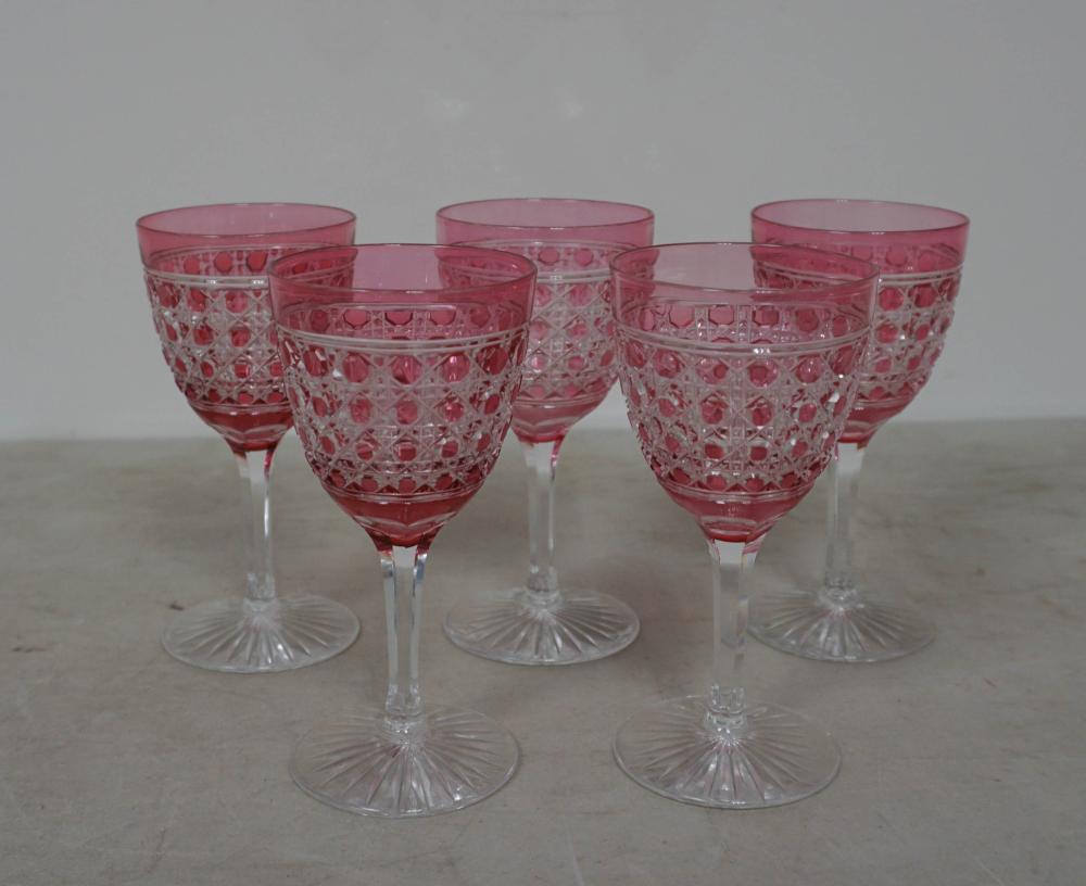 FIVE CRANBERRY TO CLEAR CUT CRYSTAL