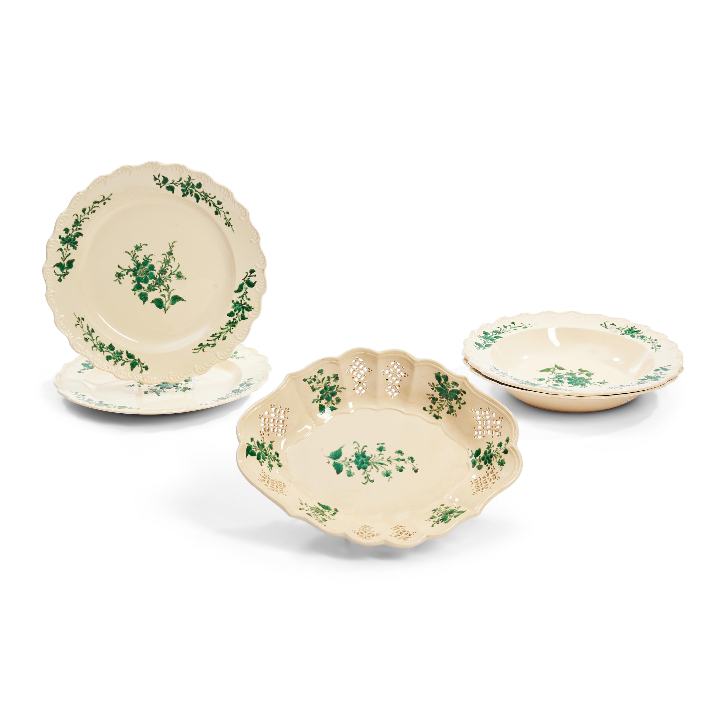 FIVE CREAMWARE DISHES, ENGLAND,