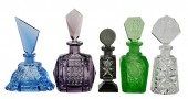 FIVE CZECH CUT GLASS PERFUME B