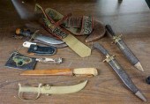 FIVE DAGGERS, A MEAT CLEAVER,
