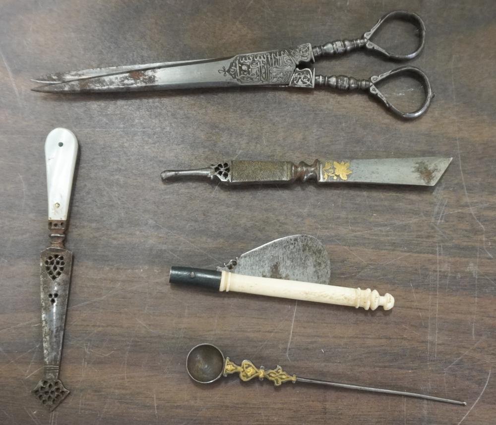 FIVE DAMASCENE STEEL ARTICLESFive