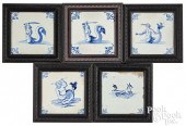 FIVE DELFT BLUE AND WHITE SEA