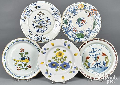 FIVE DELFT POLYCHROME PLATES, MID