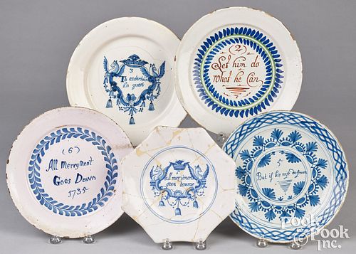 FIVE DELFTWARE MERRYMAN