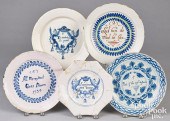 FIVE DELFTWARE MERRYMAN PLATES