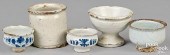 FIVE DELFTWARE OINTMENT JARS,