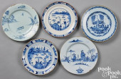 FIVE DELFTWARE PLATES, 18TH C.