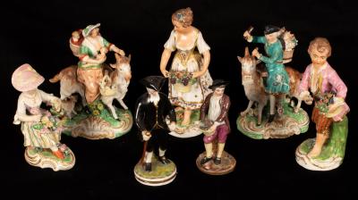 Five Derby porcelain figures,
