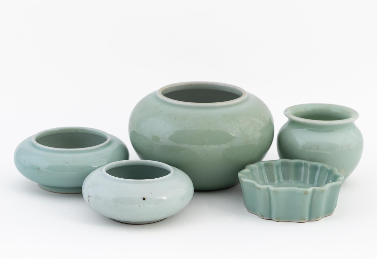 FIVE DIMINUTIVE CHINESE CELADON