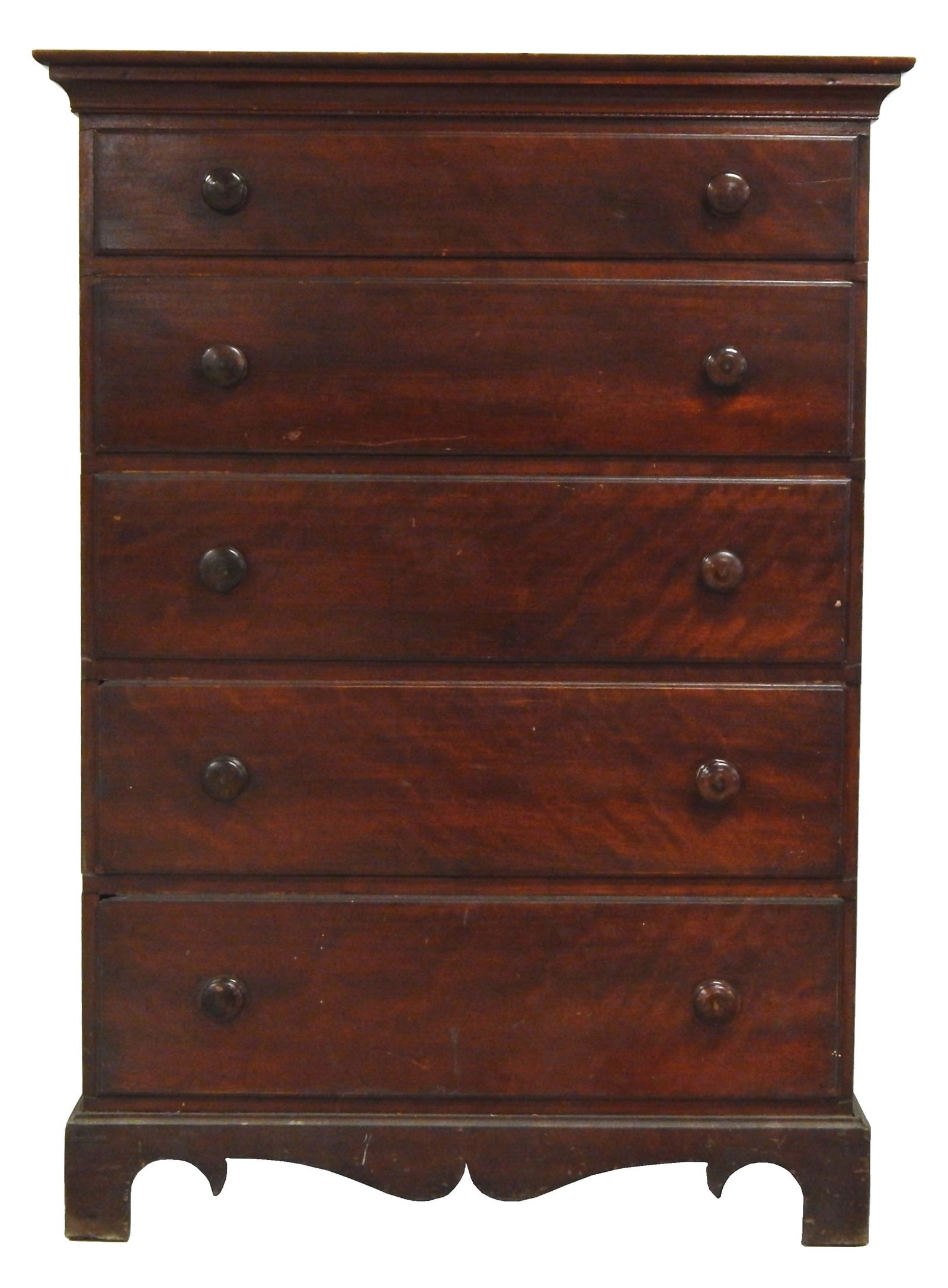 FIVE DRAWER TALL CHEST, LATE