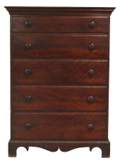 FIVE DRAWER TALL CHEST, LATE 1