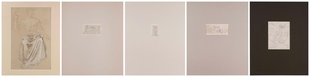 FIVE DRAWINGS EACH MATTED 20” X