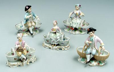 Five Dresden figurines: children