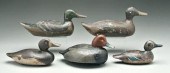 Five duck decoys: blue wing te