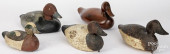 FIVE DUCK DECOYS<br>Five carve