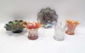 FIVE DUGAN CARNIVAL GLASS VESS