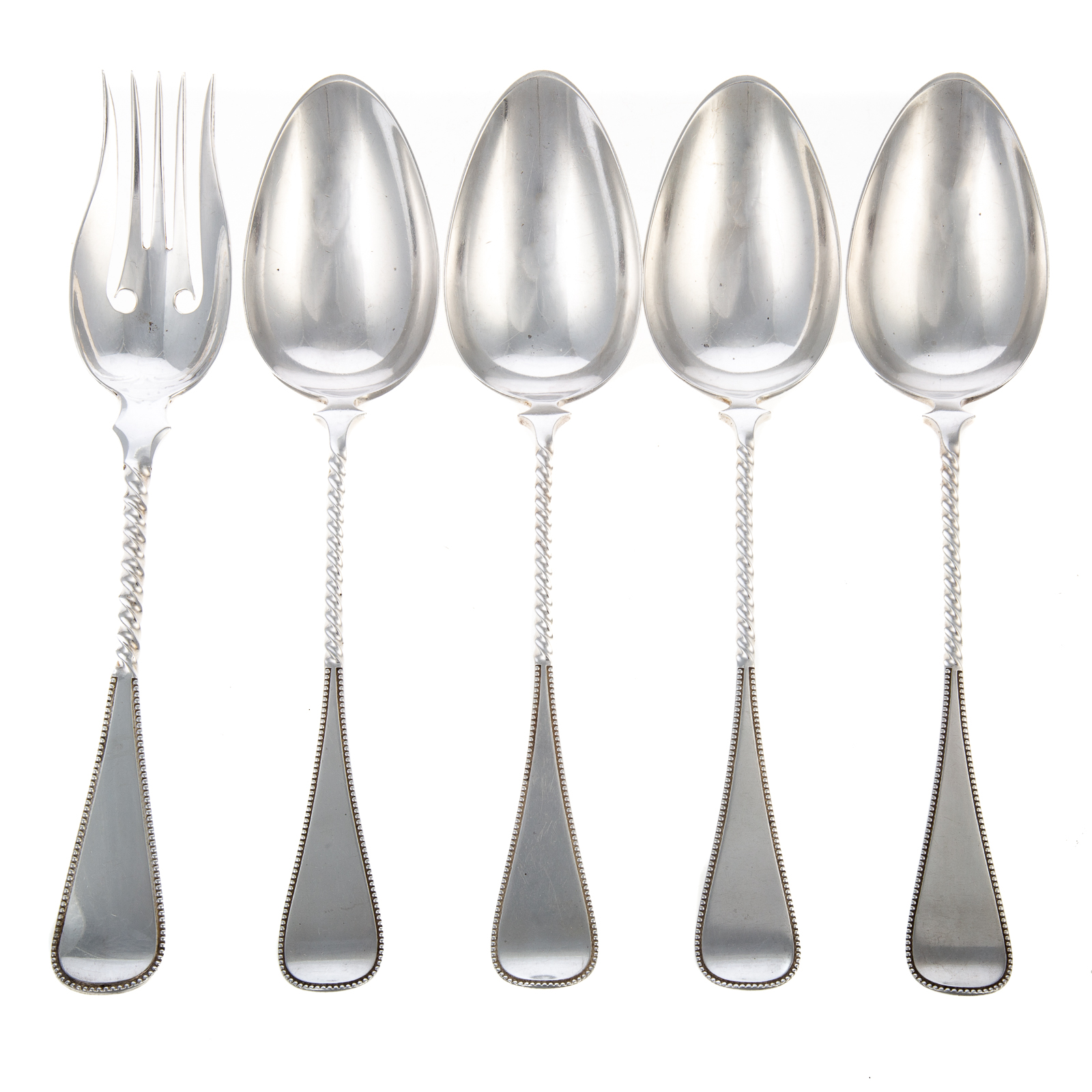 FIVE DUTCH SILVER SERVING PIECES