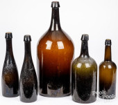 FIVE EARLY AMBER AND OLIVE GLA