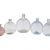 Five Early American Glass Flas