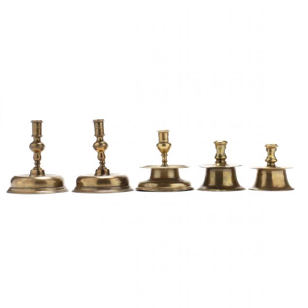 FIVE EARLY CONTINENTAL BRASS