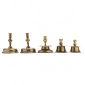 FIVE EARLY CONTINENTAL BRASS C