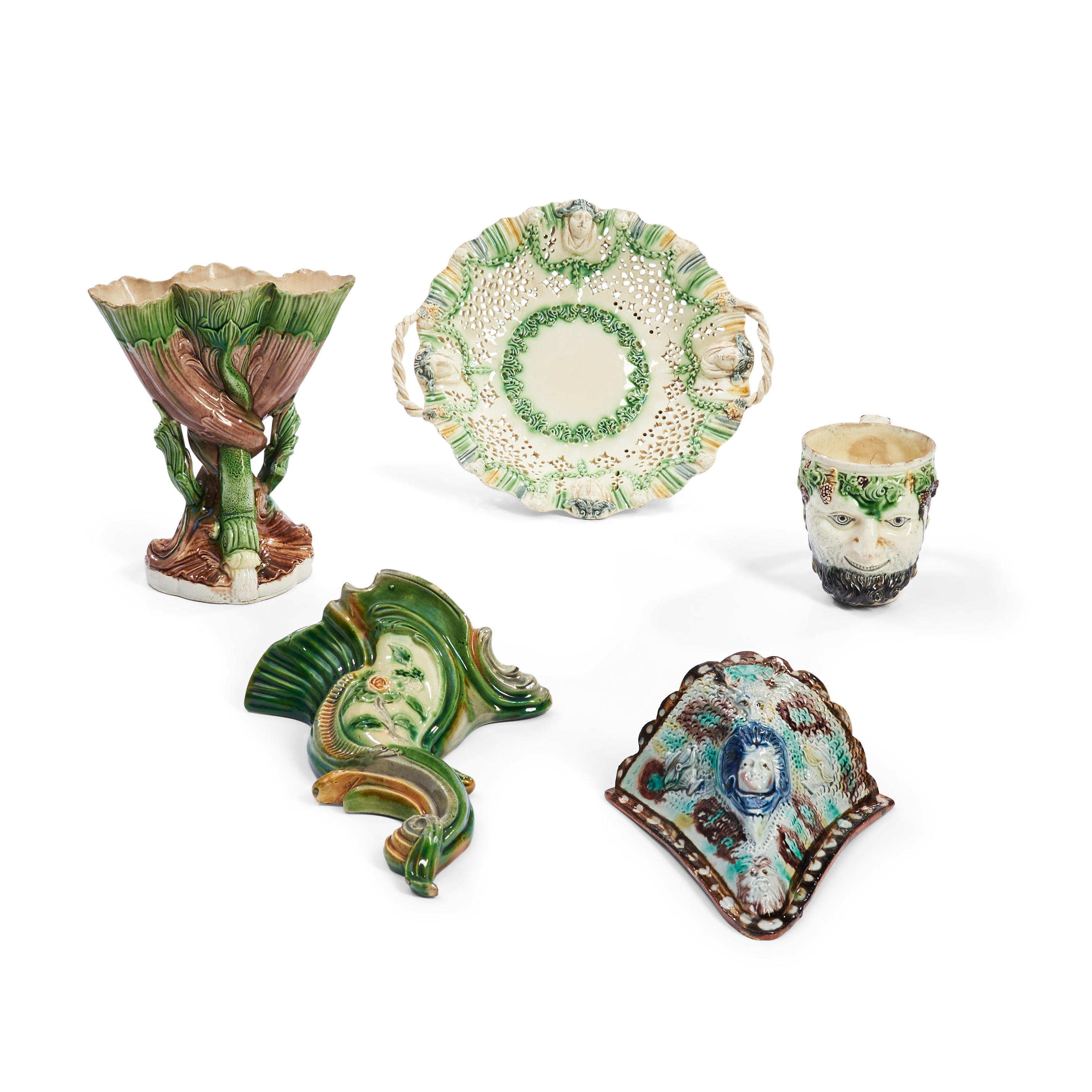 FIVE EARLY ENGLISH POTTERY ITEMS,