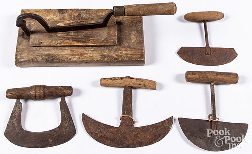 FIVE EARLY FOOD CHOPPERS.Five early
