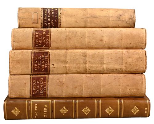 FIVE EARLY LEATHERBOUND BOOKSFive