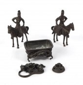 FIVE EAST ASIAN BRONZE FIGURES
