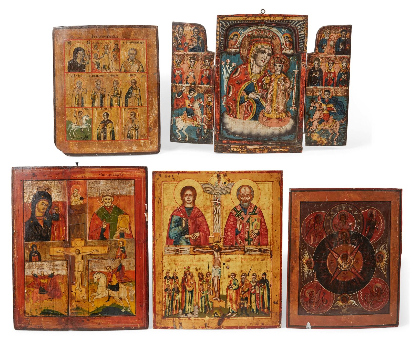 FIVE EASTERN ORTHODOX ICONS,
