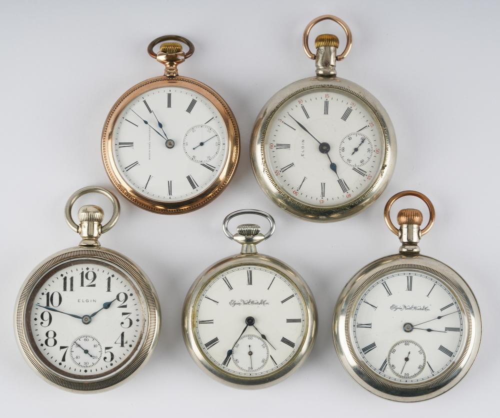 FIVE ELGIN POCKET WATCHES1: