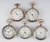 FIVE ELGIN POCKET WATCHES1: Si