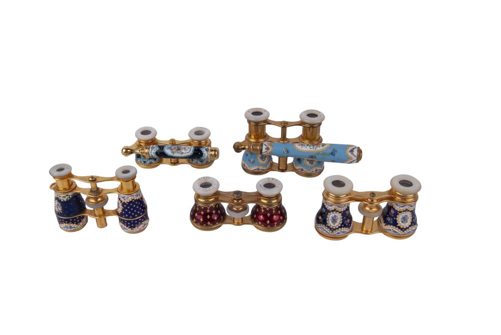 FIVE ENAMELED METAL OPERA