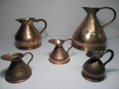 Five English hammered copper m