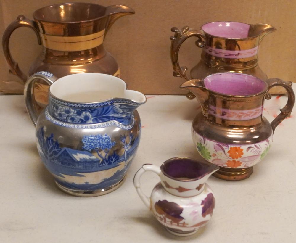 FIVE ENGLISH LUSTREWARE CREAM
