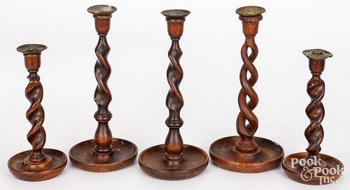 FIVE ENGLISH OAK SPIRAL
