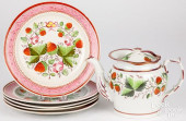 FIVE ENGLISH PEARLWARE STRAWBE