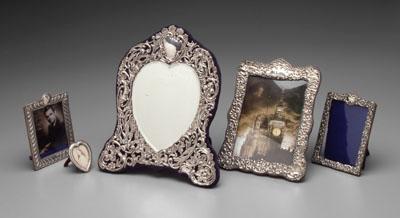 Five English silver frames: