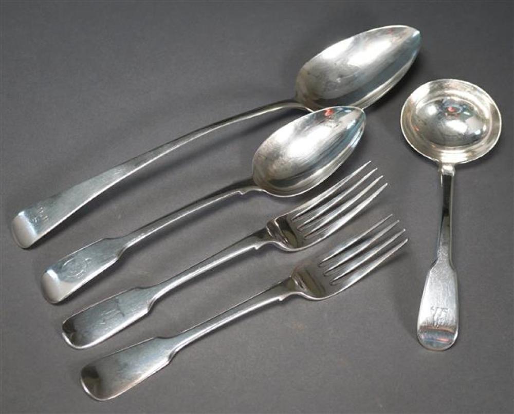 FIVE ENGLISH SILVER SERVING