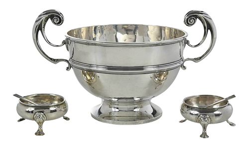 FIVE ENGLISH SILVER TABLE ITEMSpair