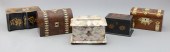 FIVE ENGLISH TEA CADDIES 19TH