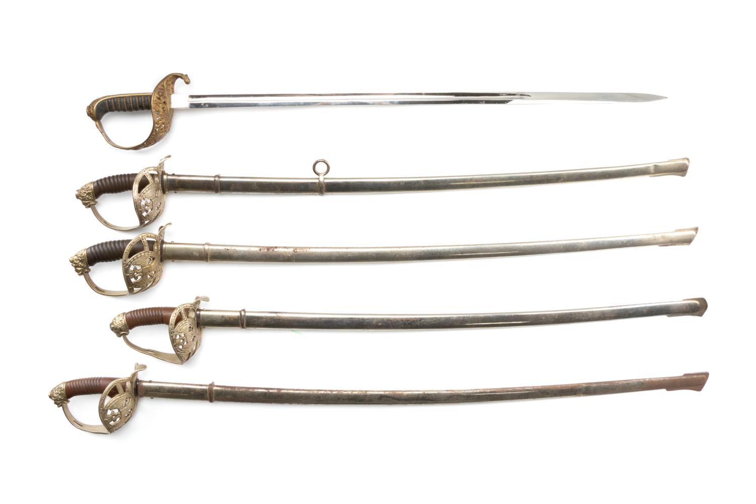 FIVE EUROPEAN SWORDS, LATE 19TH &