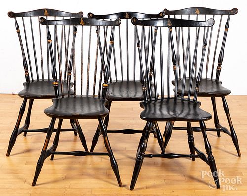 FIVE FANBACK WINDSOR CHAIRS,