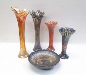 FIVE FENTON IRIDESCENT CARNIVA