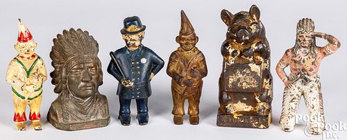 FIVE FIGURAL CAST IRON STILL