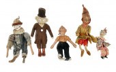 FIVE FIGURAL TOYS 20TH CENTURY
