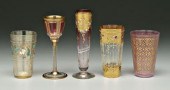 Five fine glass vases and tumb