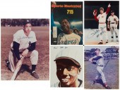 FIVE FRAMED AND AUTOGRAPHED BA