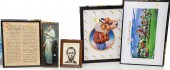 FIVE FRAMED ARTWORKS, INCLUDIN